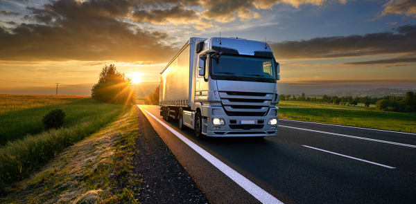 Truck at sunrise
